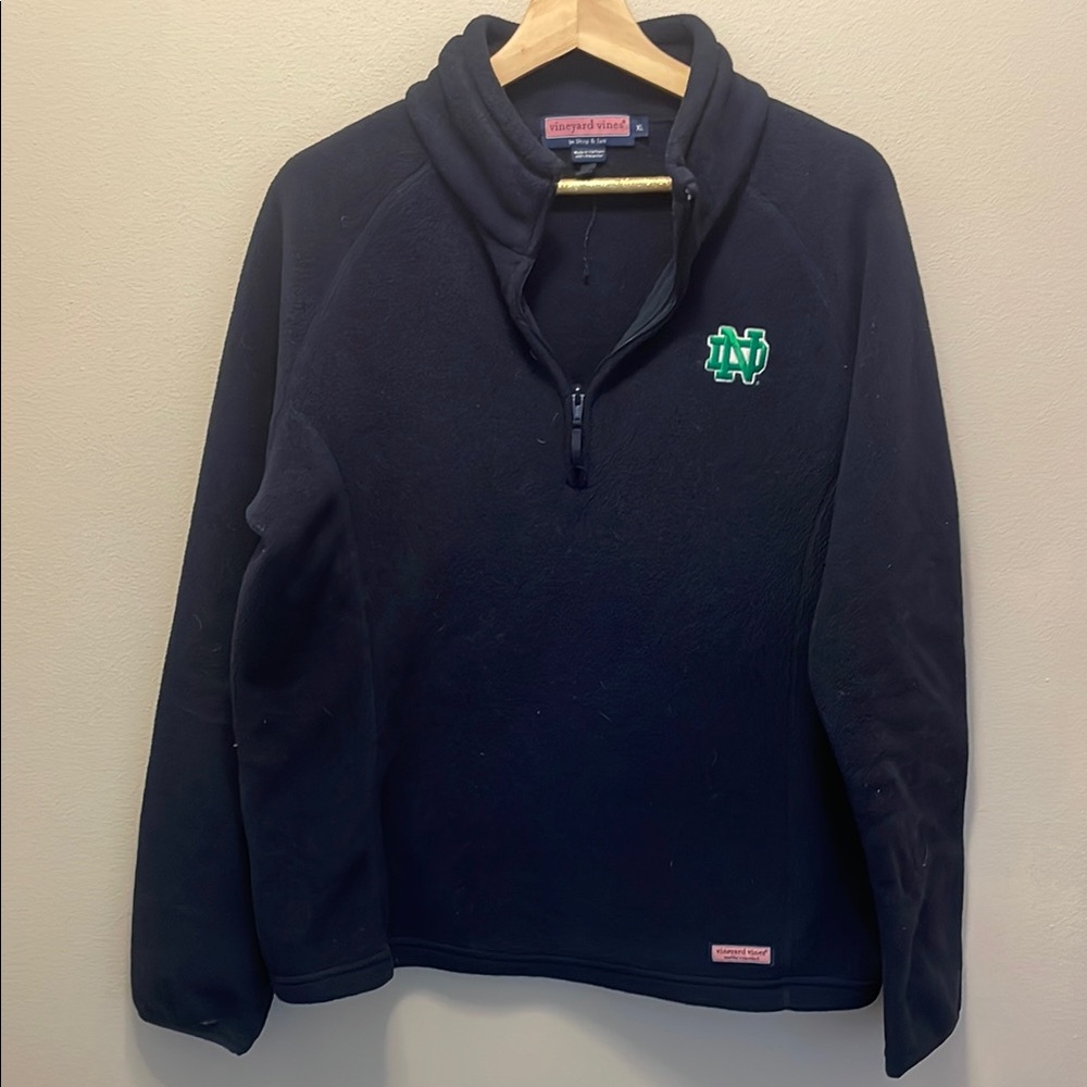 Vineyard Vines Black Fleece with Green Notre Dame